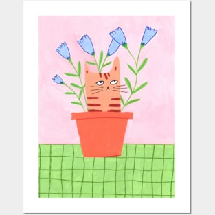 Cats and potted plants II: Potted Cat Posters and Art